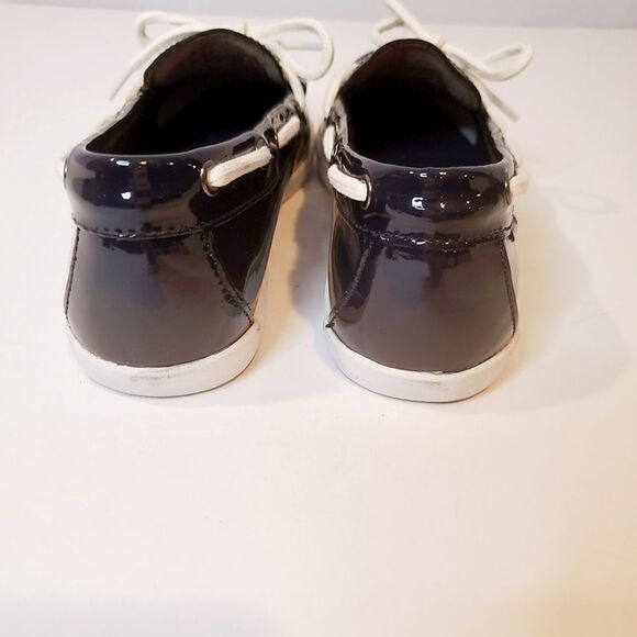 COLE HAAN Patent Leather Boat Shoes Navy Blue - Picture 3 of 4